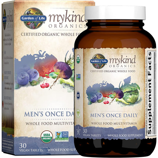 My Kind Organics Certified Organic Whole Food Men's Once Daily Multivitamin - 30 Vegan Tablets