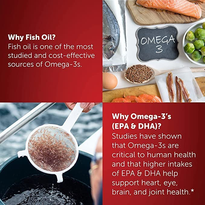 MegaRed Omega-3s Fish Oil Heart Health Support Dietary Supplement 800mg 80 Softgels