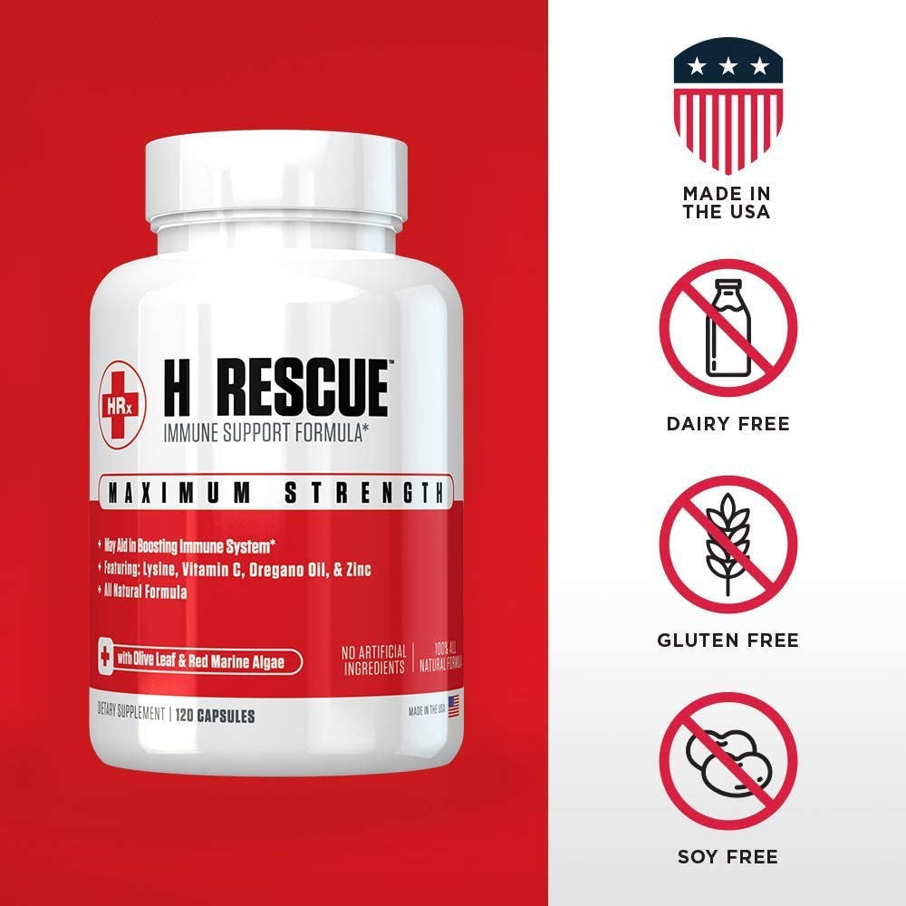 EXP 09/2025 Re+Gen Nutrition H Rescue Immune Support Formula With Olive leaf & Red Marine Algae 120 Capsules