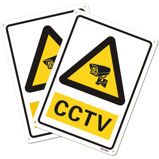 2 Pack CCTV 24 Hour Video Surveillance No Trespassing Signs, Aluminum Metal Durable and Rustproof f