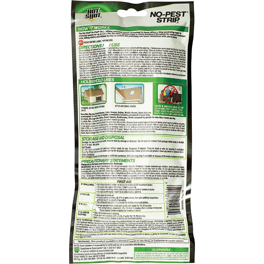 Hot Shot No-Pest Strip Insect Bait Controlled Release Technology Pack of 1 | 2.29oz