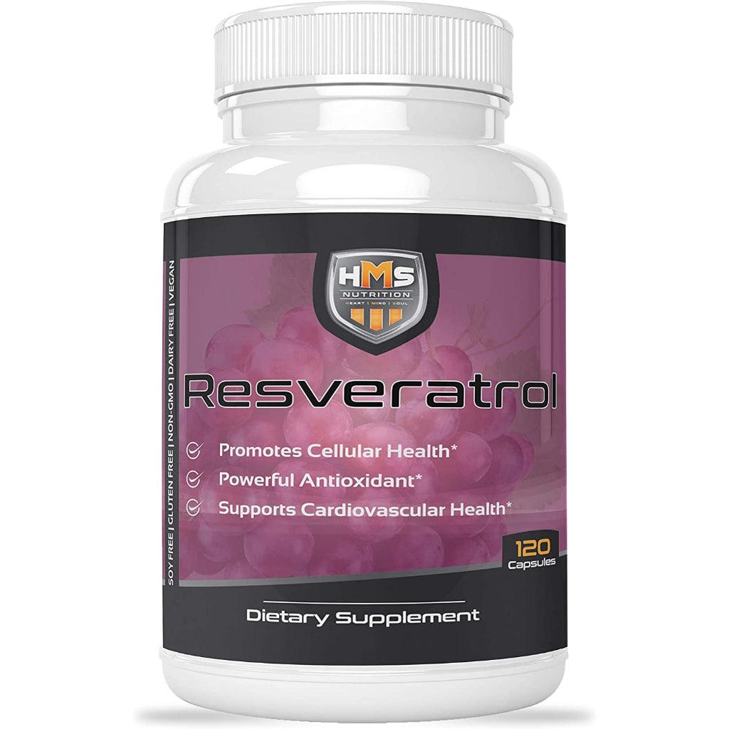 HMS Nutrition Resveratrol Health Anti-Aging Dietary Supplement 120 Capsules