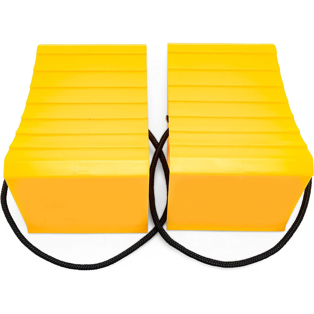 Camco Wheel Chock With Rope For Easy Removal Helps Keep Your Trailer In Place Pack of 2 - 44471