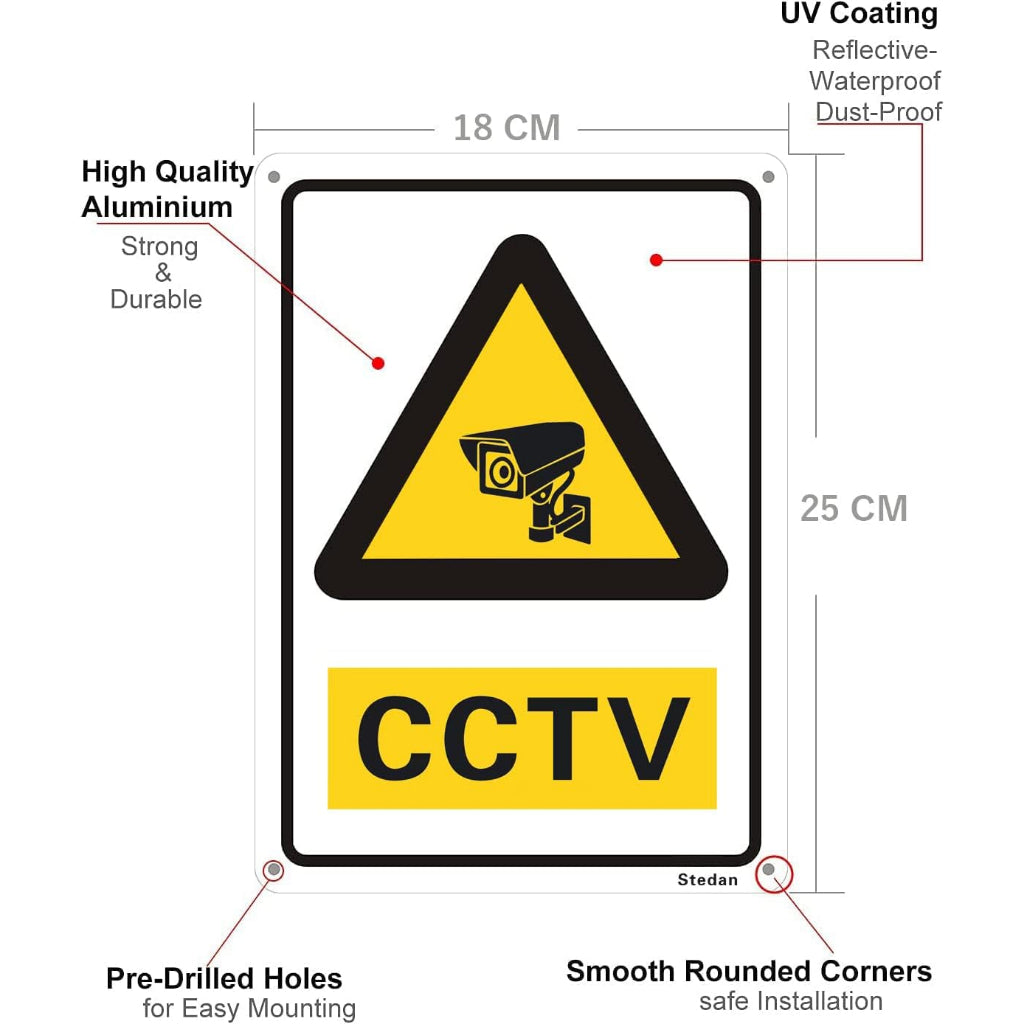 2 Pack CCTV 24 Hour Video Surveillance No Trespassing Signs, Aluminum Metal Durable and Rustproof f