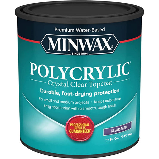 Minwax Polycrylic Crystal Clear Top Coat Durable Fast-Drying Protection - 946ml