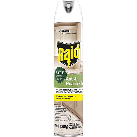 Raid Ant & Roach Killer Made with Lemongrass Extract & Geraniol Synthesized From Pine Trees - 312g
