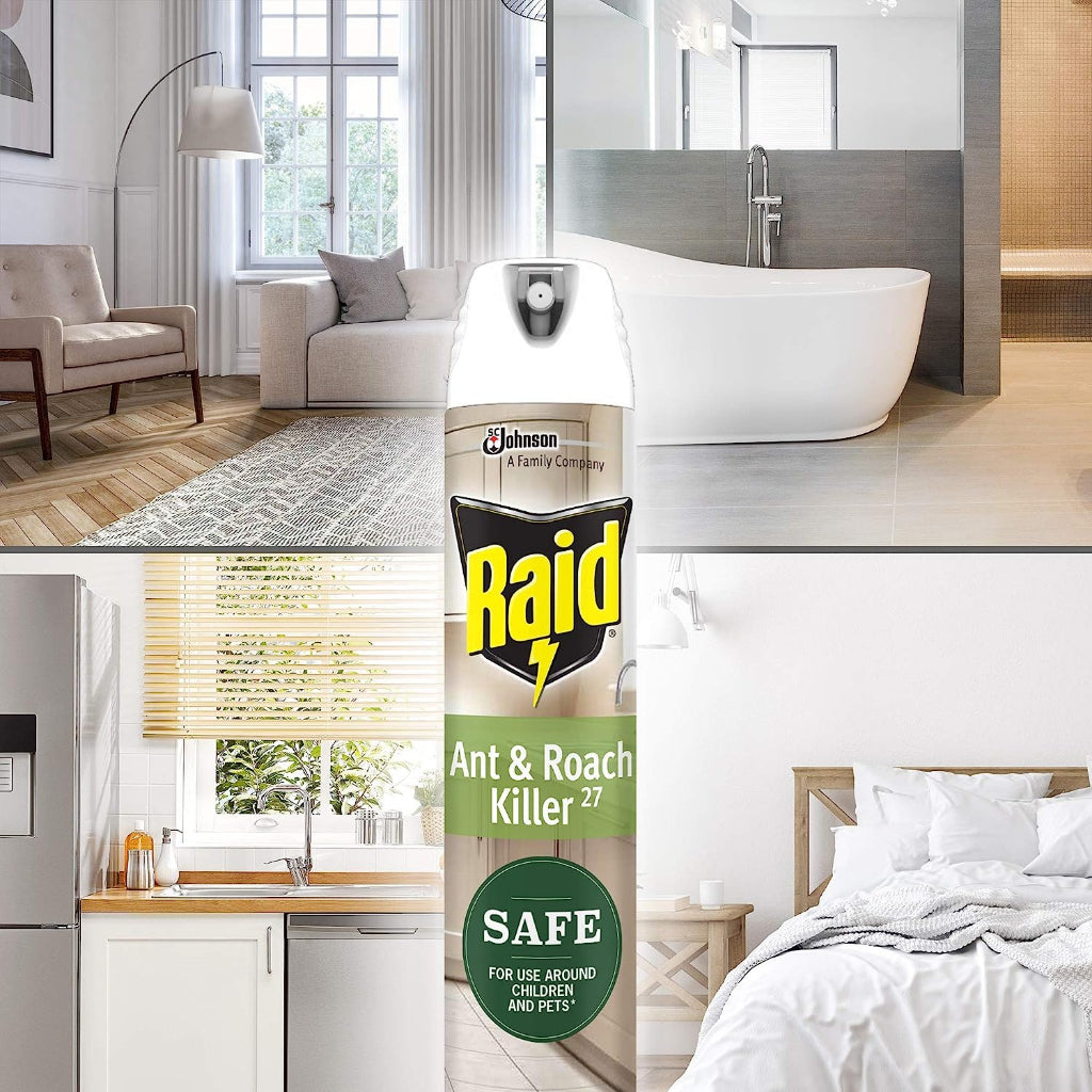 Raid Ant & Roach Killer Made with Lemongrass Extract & Geraniol Synthesized From Pine Trees - 312g