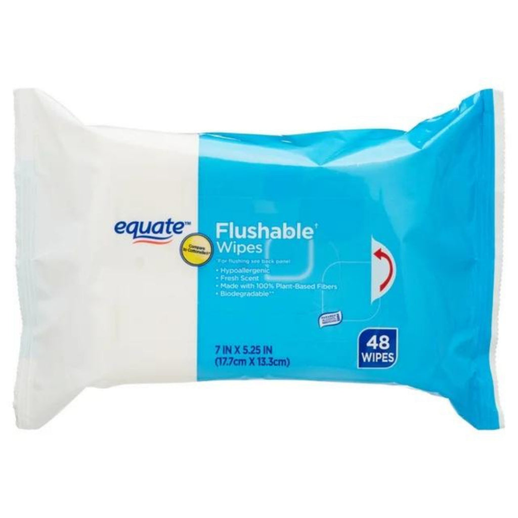 Equate Fresh Scent Flushable Wipes 17.7cm x 13.3cm - 48 Wipes