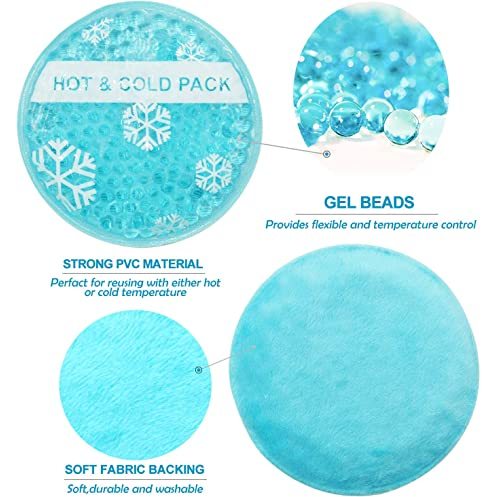 Hot & Cold Reusable Round Gel Beads Ice Pack with Cloth Backing 6 Packs