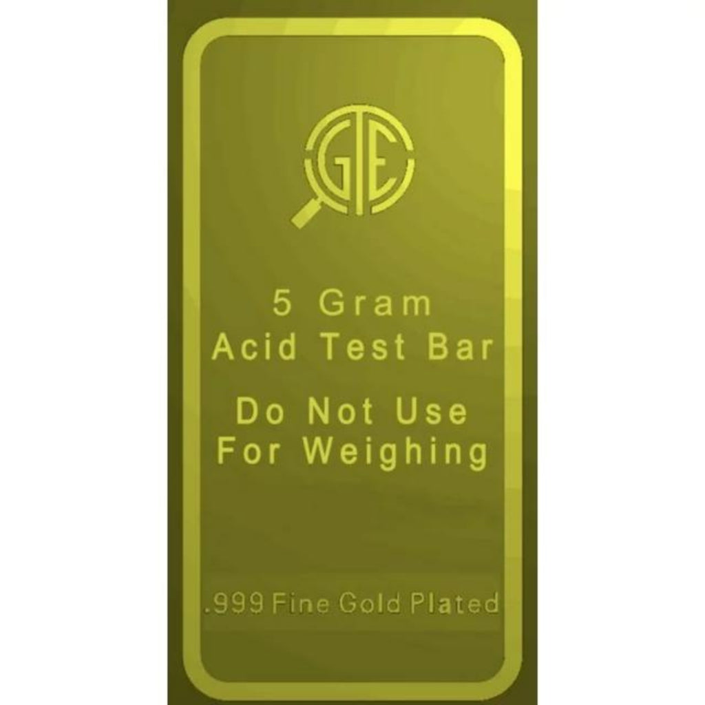 5 Gram Acid Test Bar .999 Fine Gold Plated