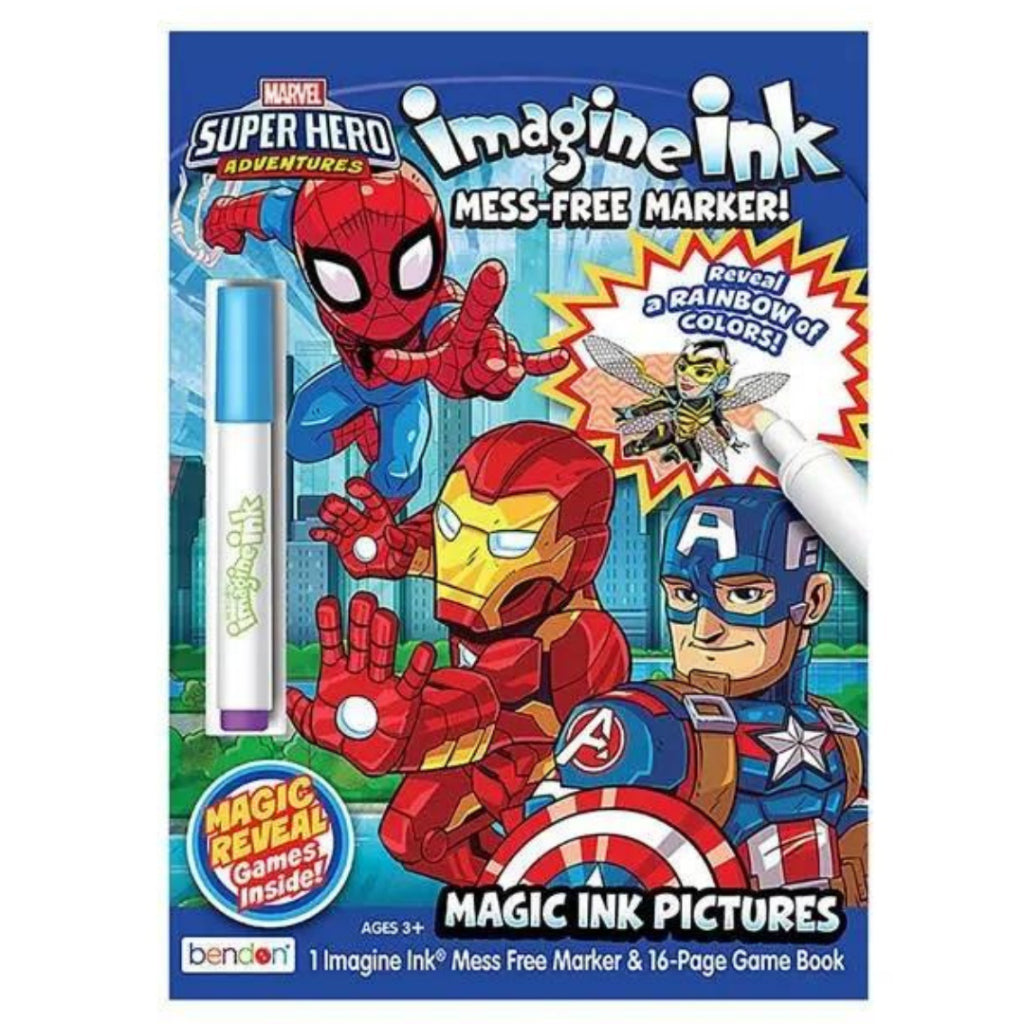 Bendon Super Hero Adventures Imagine Ink Mess-Free Marker Magic Ink Pictures - 1 Marker & 16 Pages