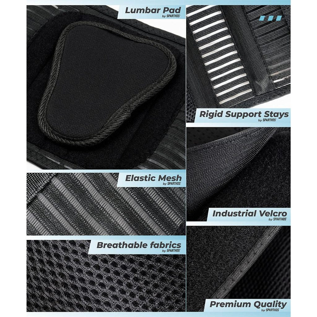 Sparthos Back Brace for Lower Back Pain For Men & Women (Large)