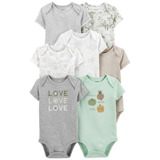 Carters Short-Sleeve Original Bodysuits (7 Pack), Size : 6 Months Old