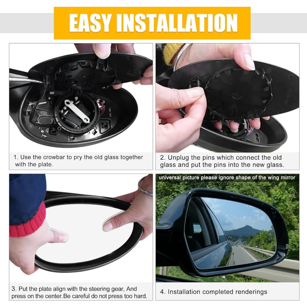 Car Door Extension Right Passenger Side Heated Mirror Glass