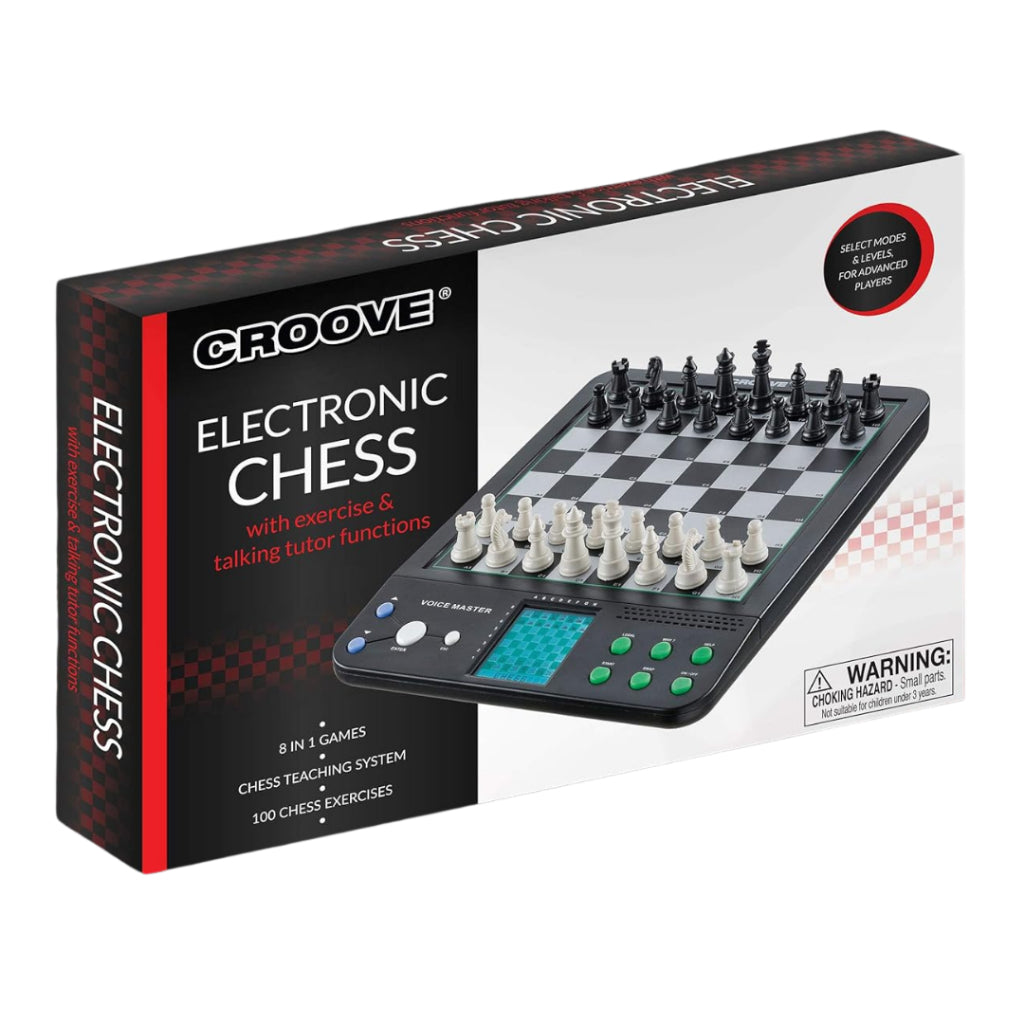 Croove Electronic Magnetic Chess and Checkers Set 10 Inch 8-in-1 Board Games Ages 8+