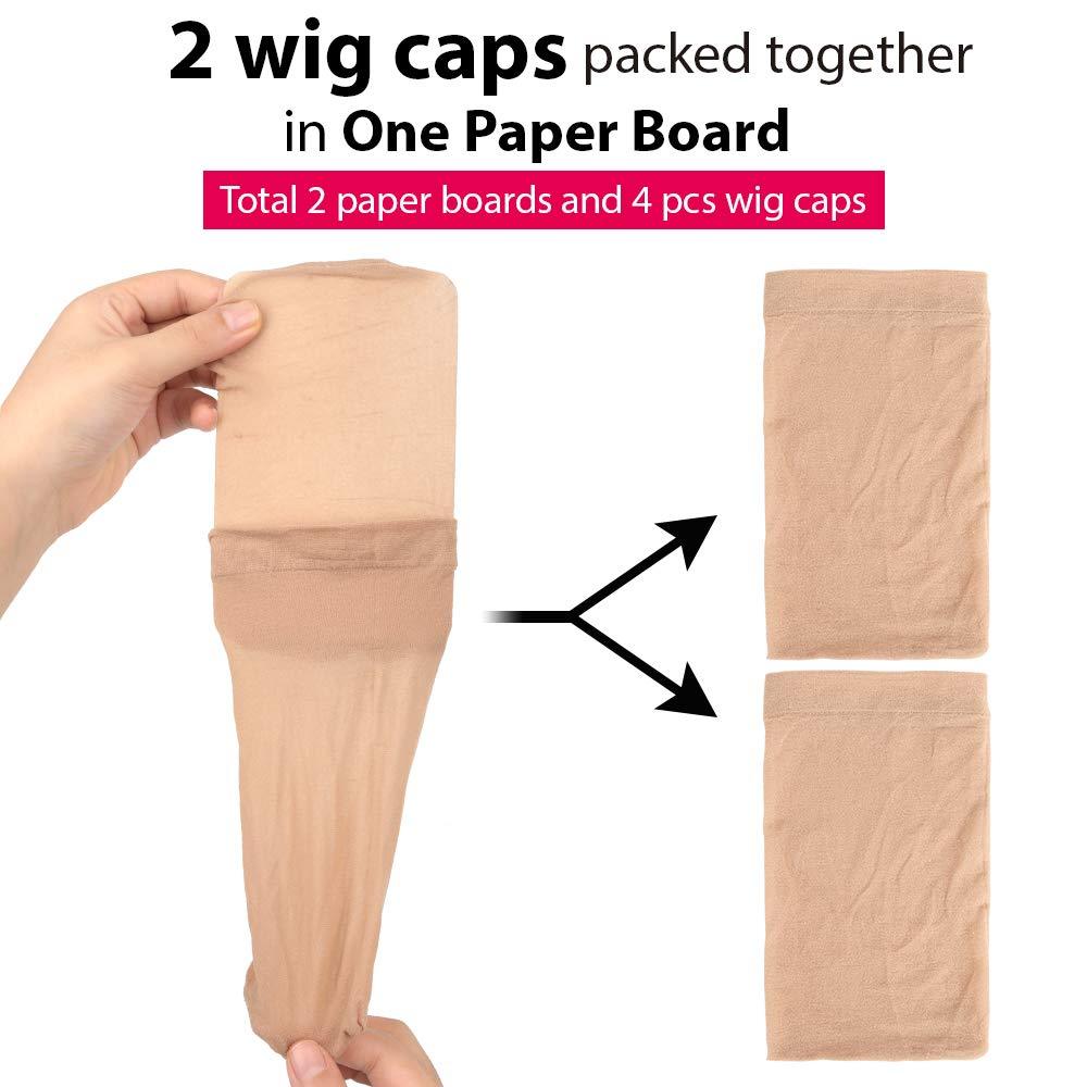 Fandamei Stretchy Stocking Wig Caps for Women (Light Brown) 4 Pieces
