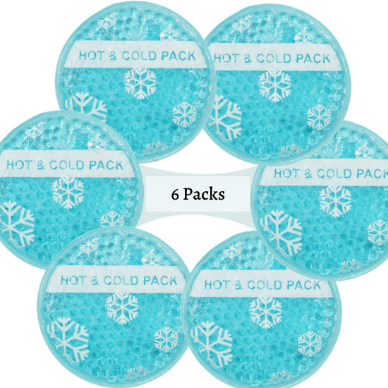 Hot & Cold Reusable Round Gel Beads Ice Pack with Cloth Backing 6 Packs