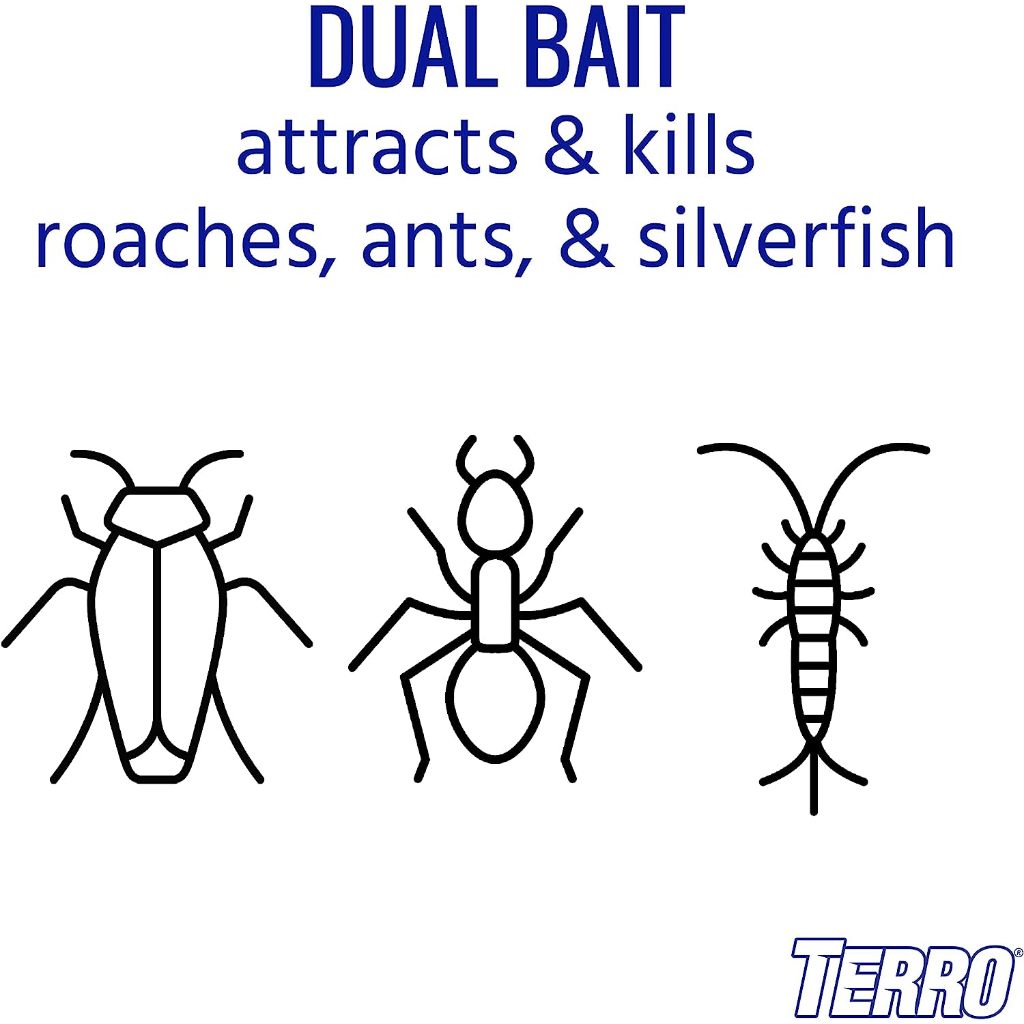 Terro Ant & Roach Baits Liquid And Paste Bait Solution - 2 Baits in 1 Station (4 Bait Stations)