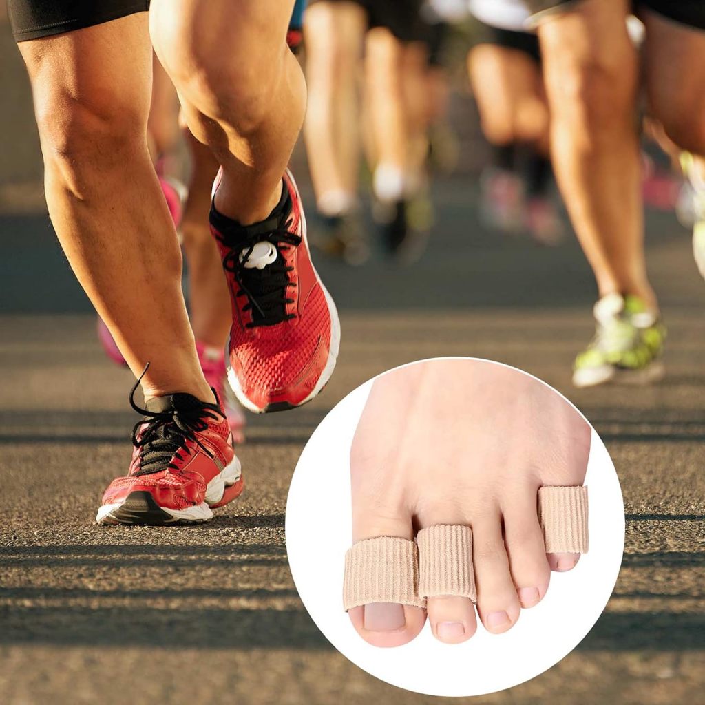 Toe Cushion Tube Toe Tubes Sleeves Soft Gel Corn Pad Protectors, Brown (16 Pieces)