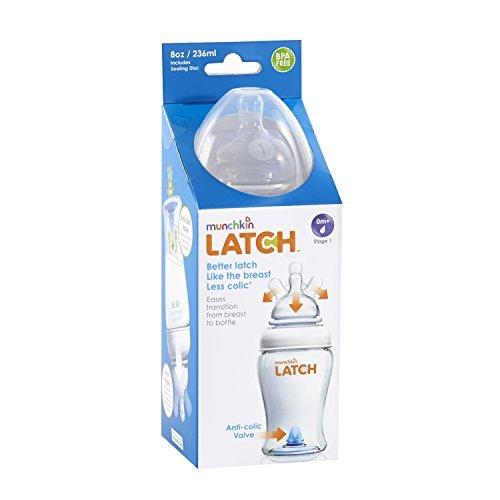 Munchkin Latch Anti-Colic Valve Baby Bottle White 8 Ounce