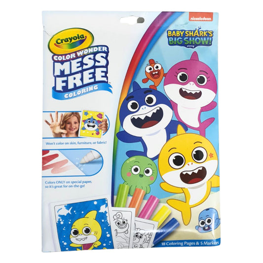 Crayola Color Wonder Mess Free Coloring Baby Shark Big Show - 18 Coloring Page & 5 Markers