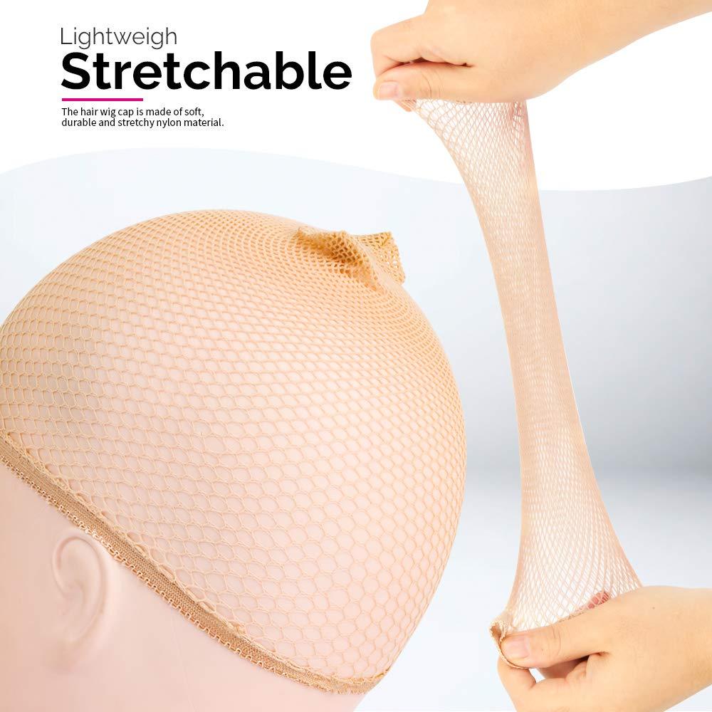 Fandamei Mesh Wig Cap Net Liner Weaving (Light Brown) 4 Pieces