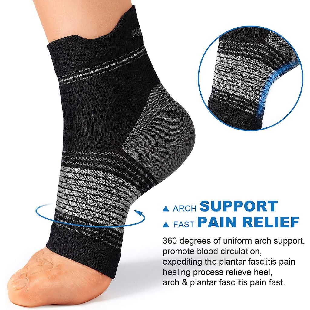 Plantar Fasciitis Sock for Men and Women (6 Pairs)(Black)