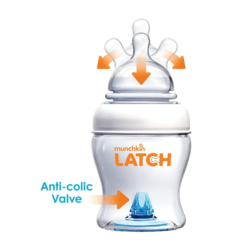 Munchkin Latch Anti-Colic Valve Baby Bottle White 8 Ounce