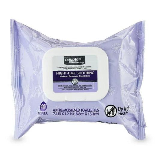 Equate Beauty Night-Time Soothing Make up Remover Towelettes - 40 Wipes (NO WIPE LID)