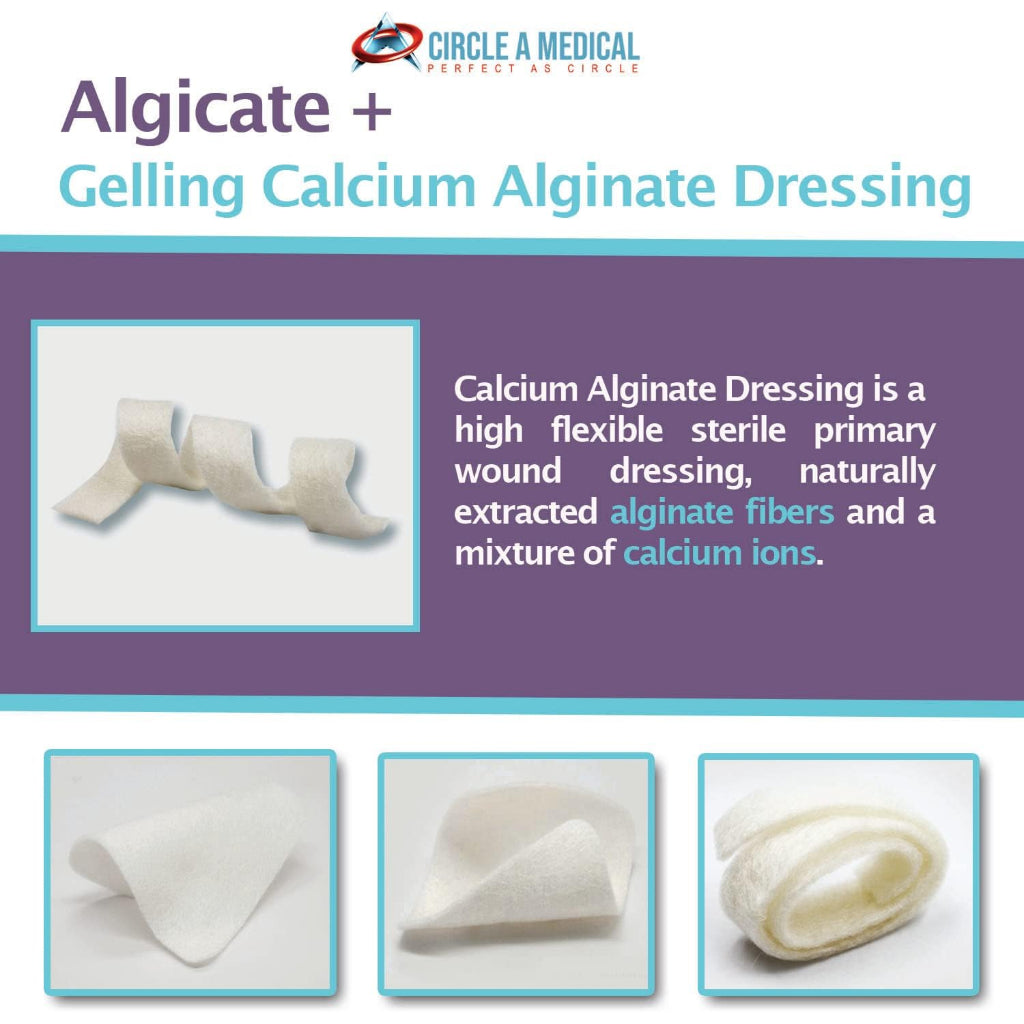 Circle A Medical Algicate + Gelling Calcium Alginate Wound Dressing 4"x 4"/10cm x 10cm (10 Dressing)