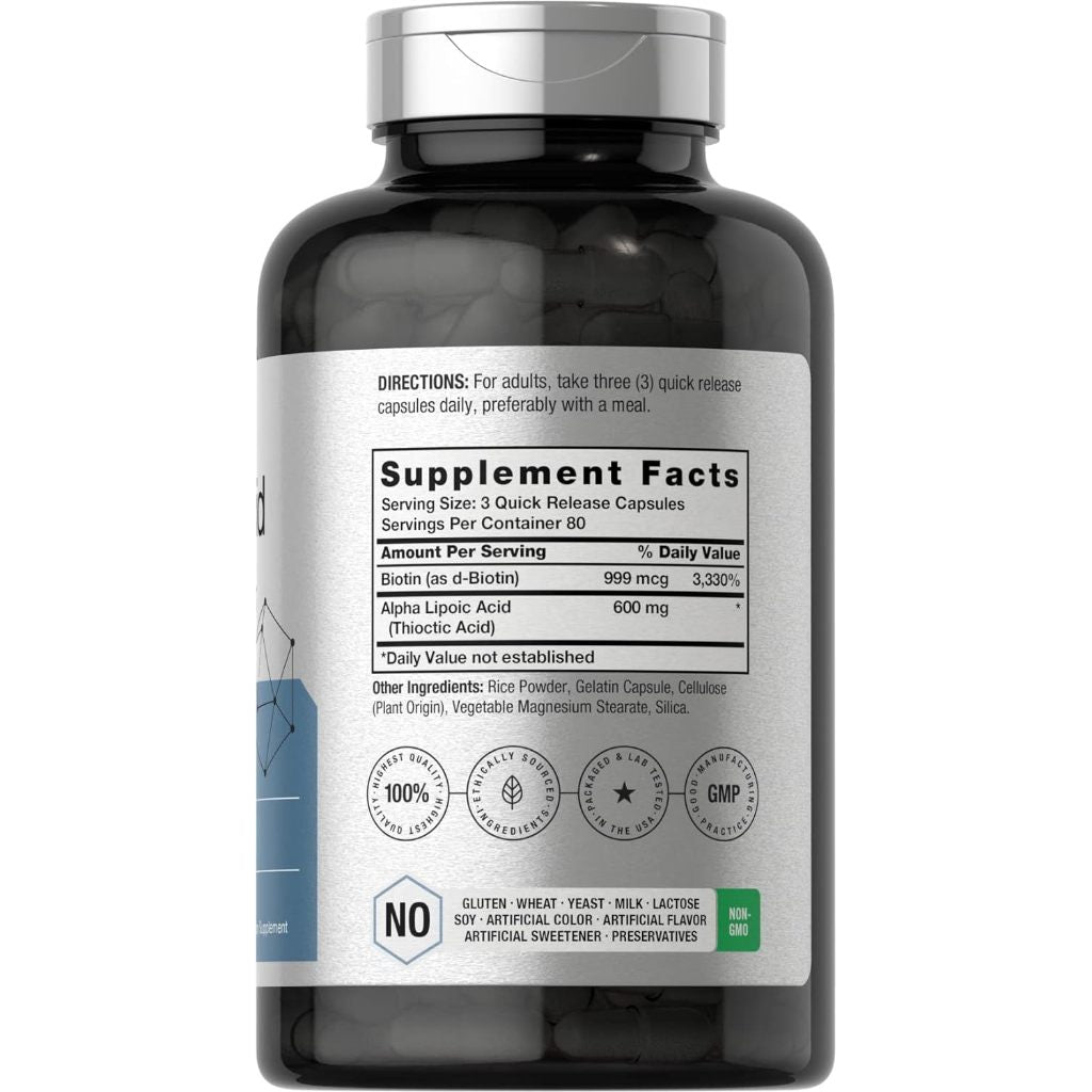 Horbaach Alpha Lipoic Acid with Biotin Optimizer 600mg  240 Capsules