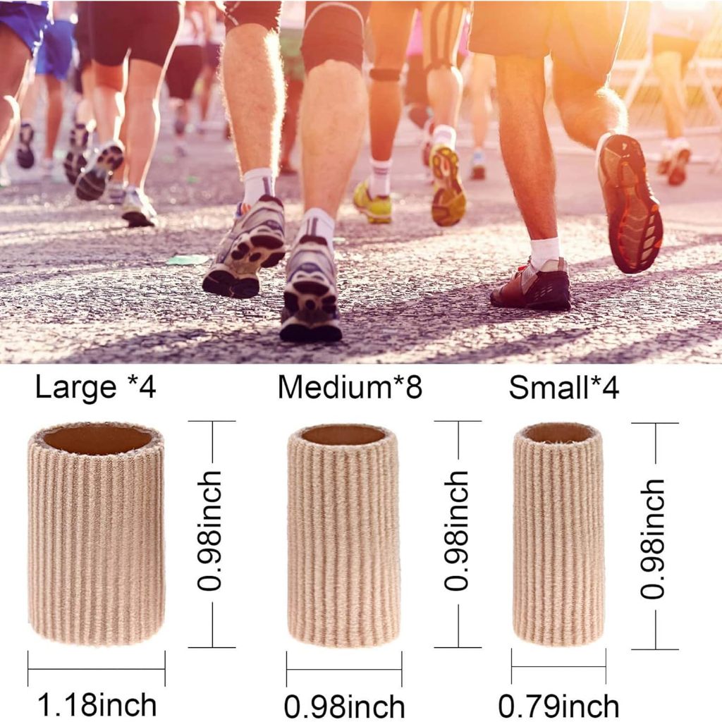 Toe Cushion Tube Toe Tubes Sleeves Soft Gel Corn Pad Protectors, Brown (16 Pieces)
