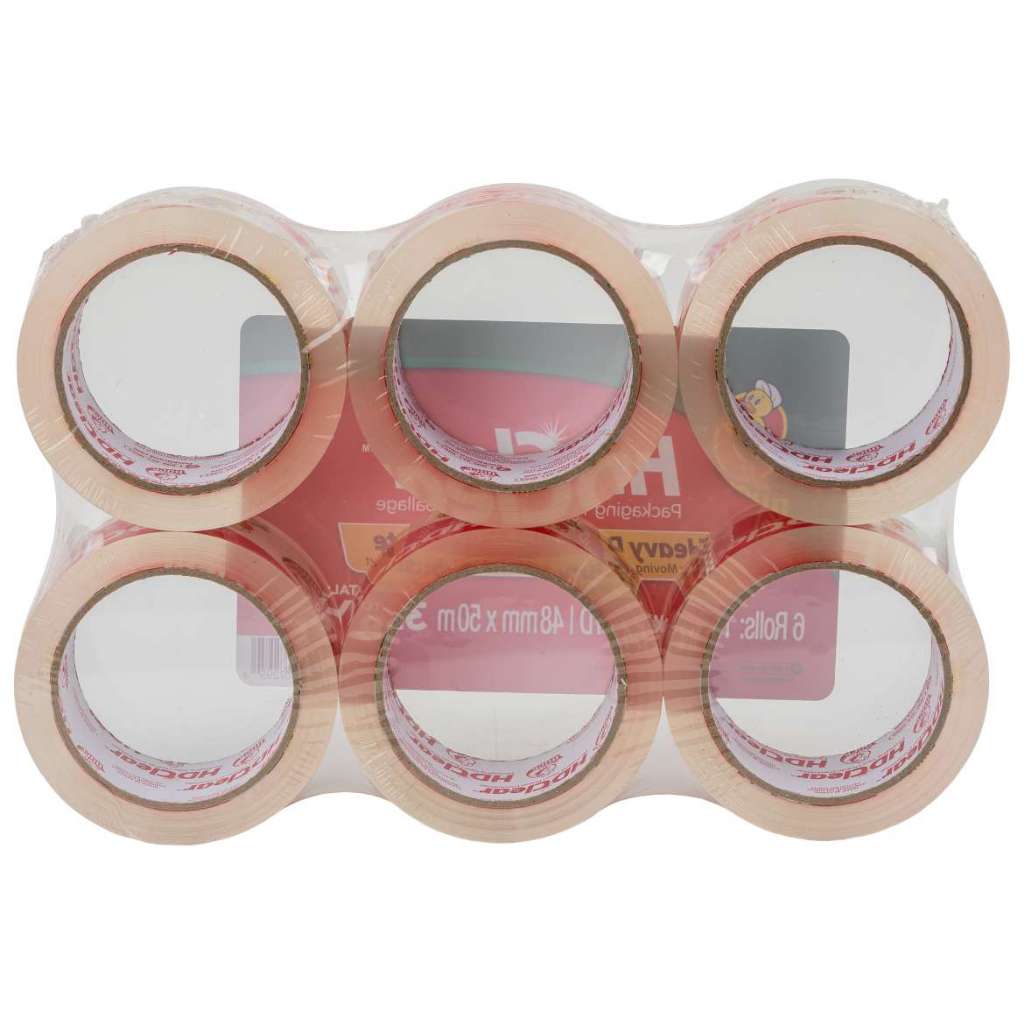 Duck HD Clear Packaging Tape Heavy Duty 6 Rolls: 48mm x 50m