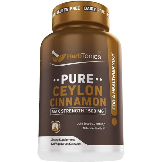 HerbTonics Pure Ceylon Cinnamon Max Strength 1500 mg Joint Support & Mobility 120 Vegecaps