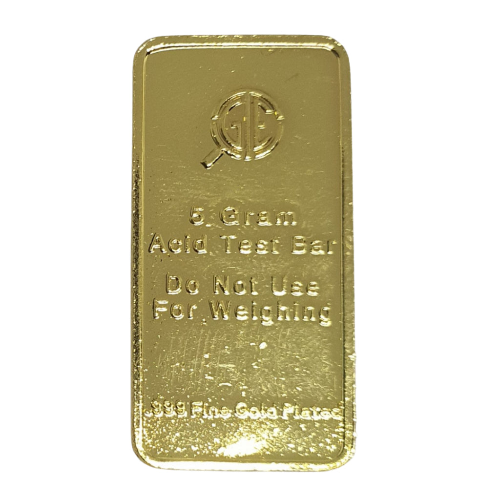 5 Gram Acid Test Bar .999 Fine Gold Plated