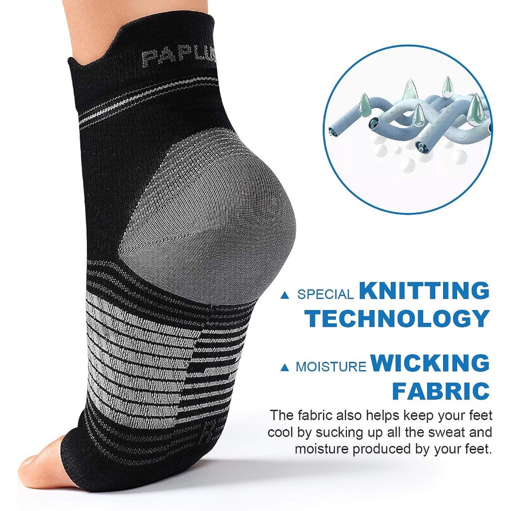 Plantar Fasciitis Sock for Men and Women (6 Pairs)(Black)