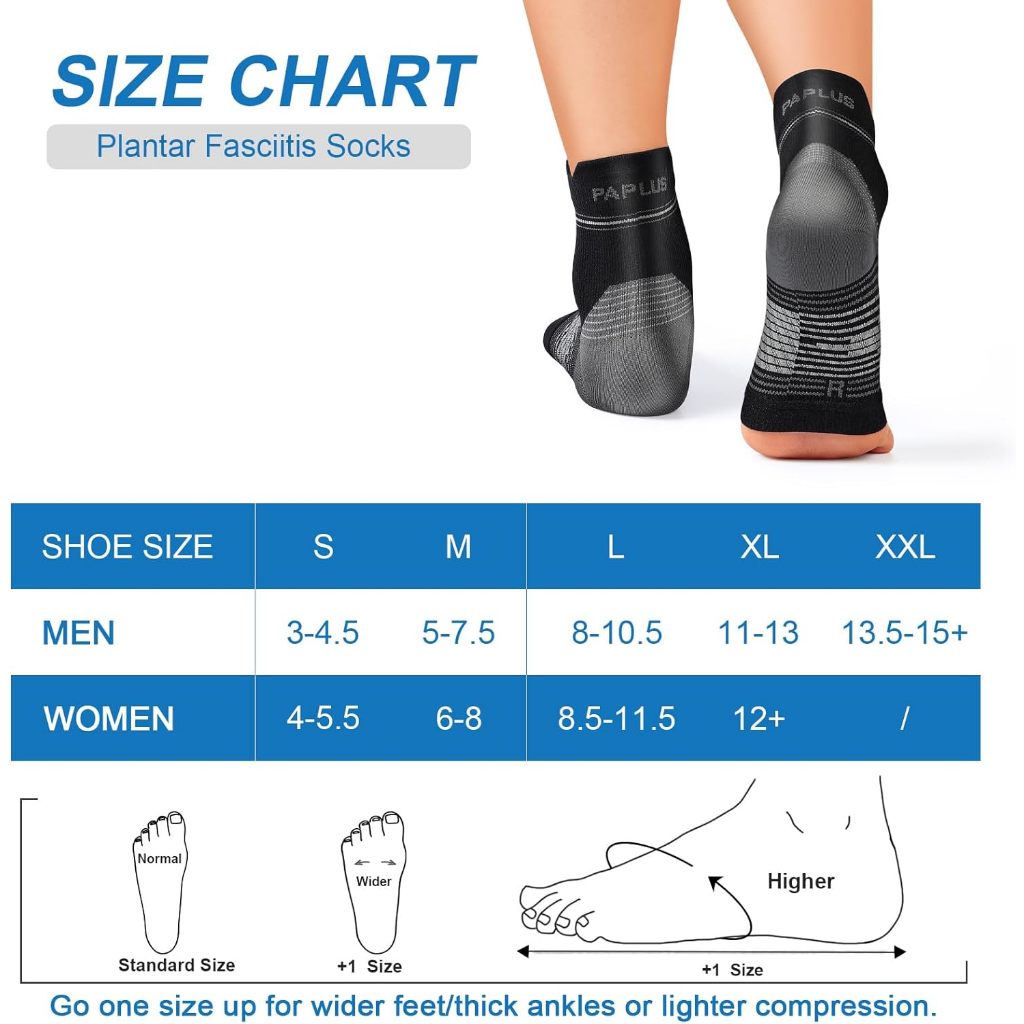 Plantar Fasciitis Sock for Men and Women (6 Pairs)(Black)