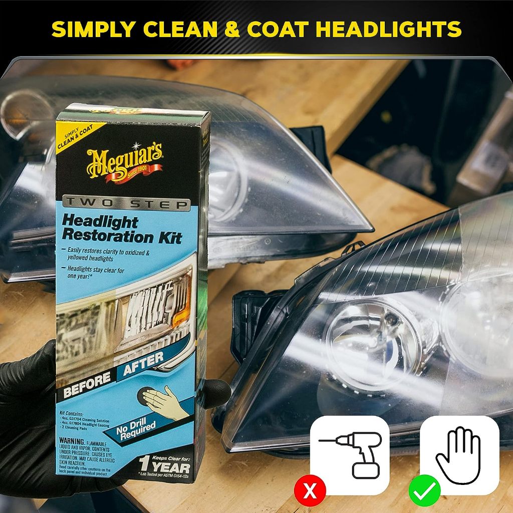 Meguiar's Two Step Headlight Restoration Kit (No Drill Required)