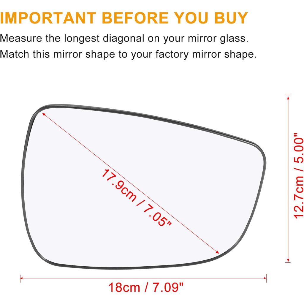 Car Door Extension Right Passenger Side Heated Mirror Glass