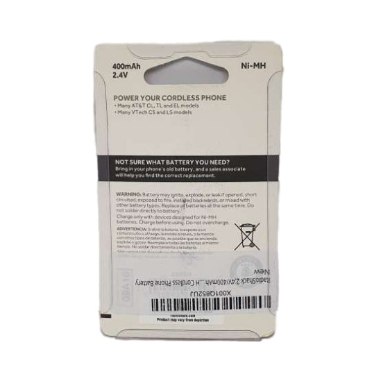 Radioshack Cordless Phone 400mAh 2.4V, 1 Battery Pack