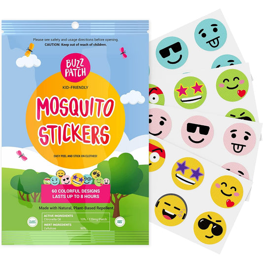 BuzzPatch Kid-Friendly Mosquito Repellent Stickers 60 Colorful Designs