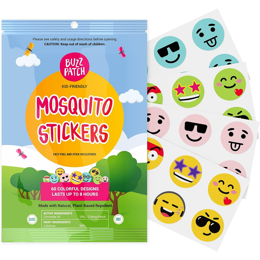 BuzzPatch Kid-Friendly Mosquito Repellent Stickers 60 Colorful Designs