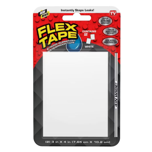 Flex Tape Strong Rubberized Waterproof Tape 3 Inch x 4 Inch (7.65cm x 10.2cm) 2 Count