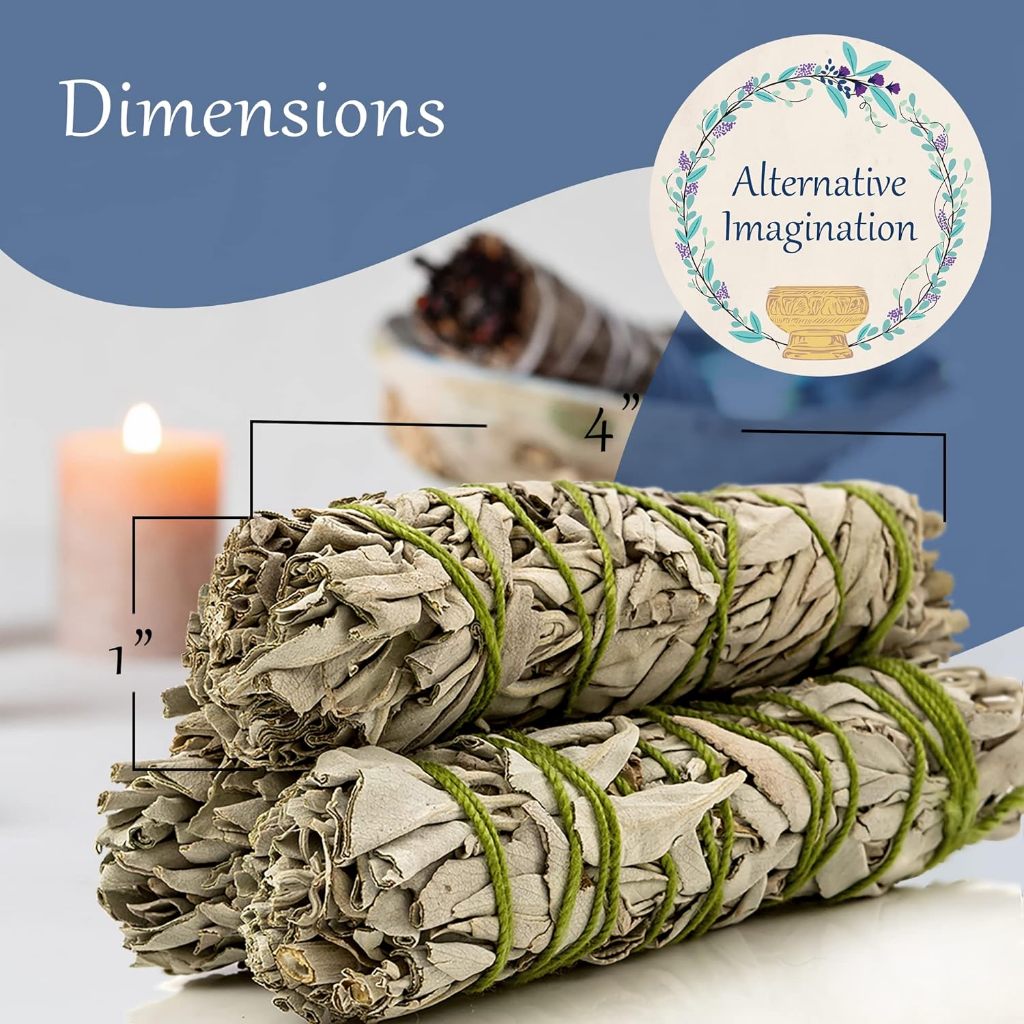 Premium White Sage Smudge Sticks, Sage Bundle, Spiritual Cleansing, Dried Herbs for Meditation 3 pcs