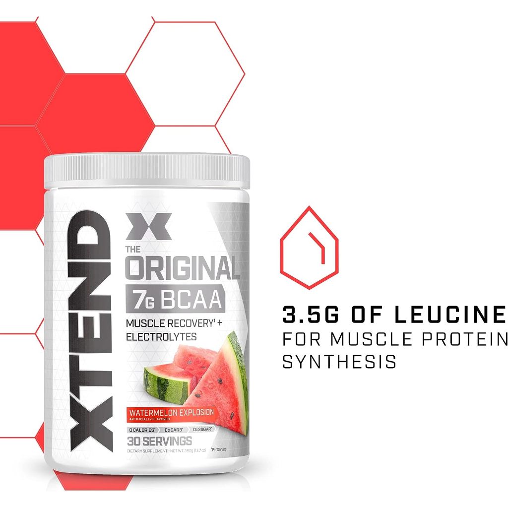 Xtend The Original 7g BCAA Muscle Recovery + Electrolytes Zero Sugar, Watermelon Explosion - 30 ct