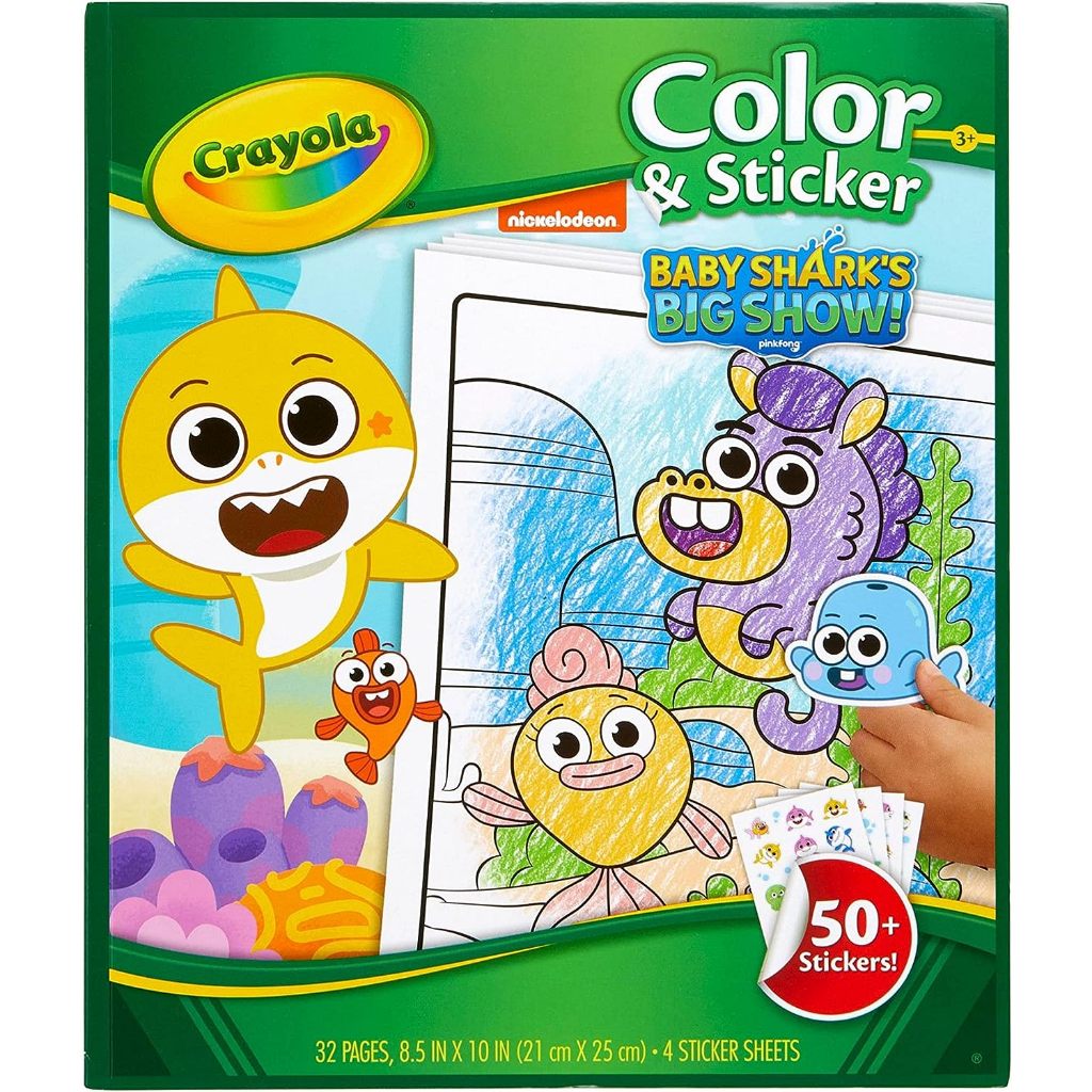Crayola Color & Sticker Baby Shark Big Show 50+ Stickers (32 Pages / 4 Sticker Sheet)