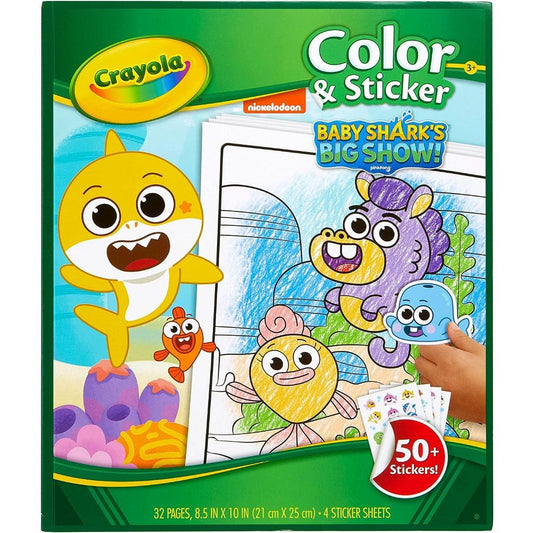 Crayola Color & Sticker Baby Shark Big Show 50+ Stickers (32 Pages / 4 Sticker Sheet)