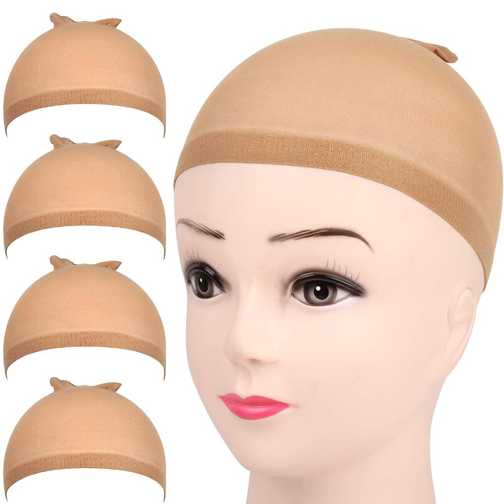 Fandamei Stretchy Stocking Wig Caps for Women (Light Brown) 4 Pieces