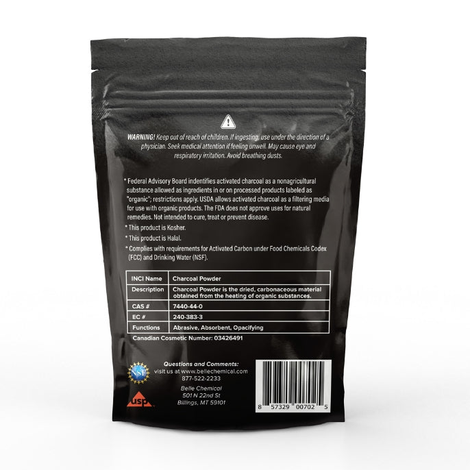 Belle Chemical 100% Pure Natural Food Grade Activated Charcoal Derived From Coconut 16oz / 454g