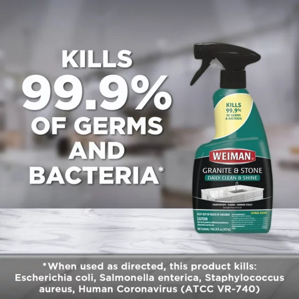 Weiman Disinfectant Granite And Stone Clean And Shine Citrus Scent, 12 fl oz / 355 ml